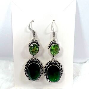 Peridot 2 Tone 925 Earrings